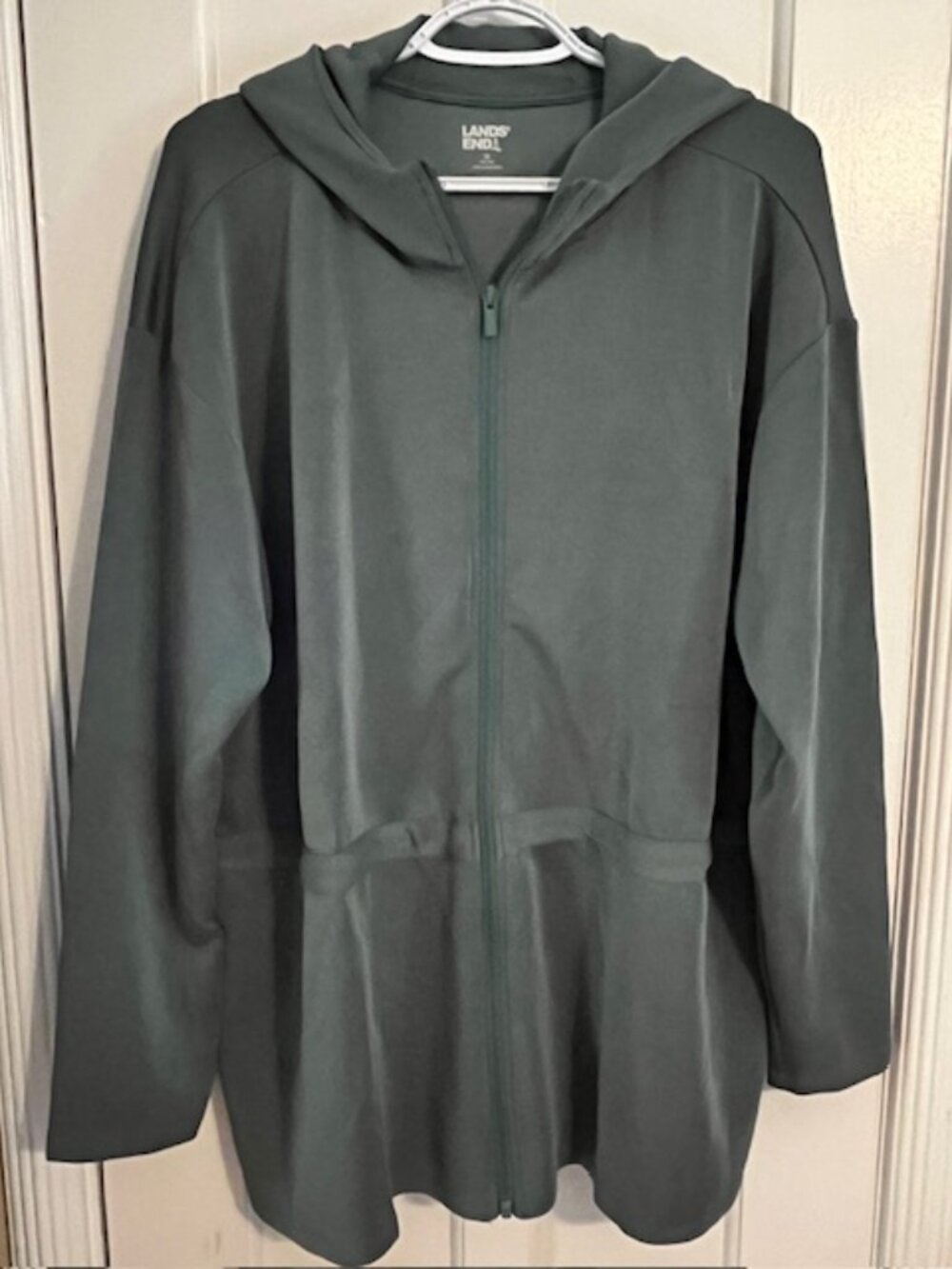 LANDS' END WOMEN'S LS CUPRO FULL-ZIP HOODIE, LIGHT GREEN, 1X, NWT